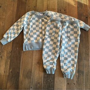 Angel Dear - Fench Terry Checkerboard Sweatshirt And Jogger Set - 18-24m